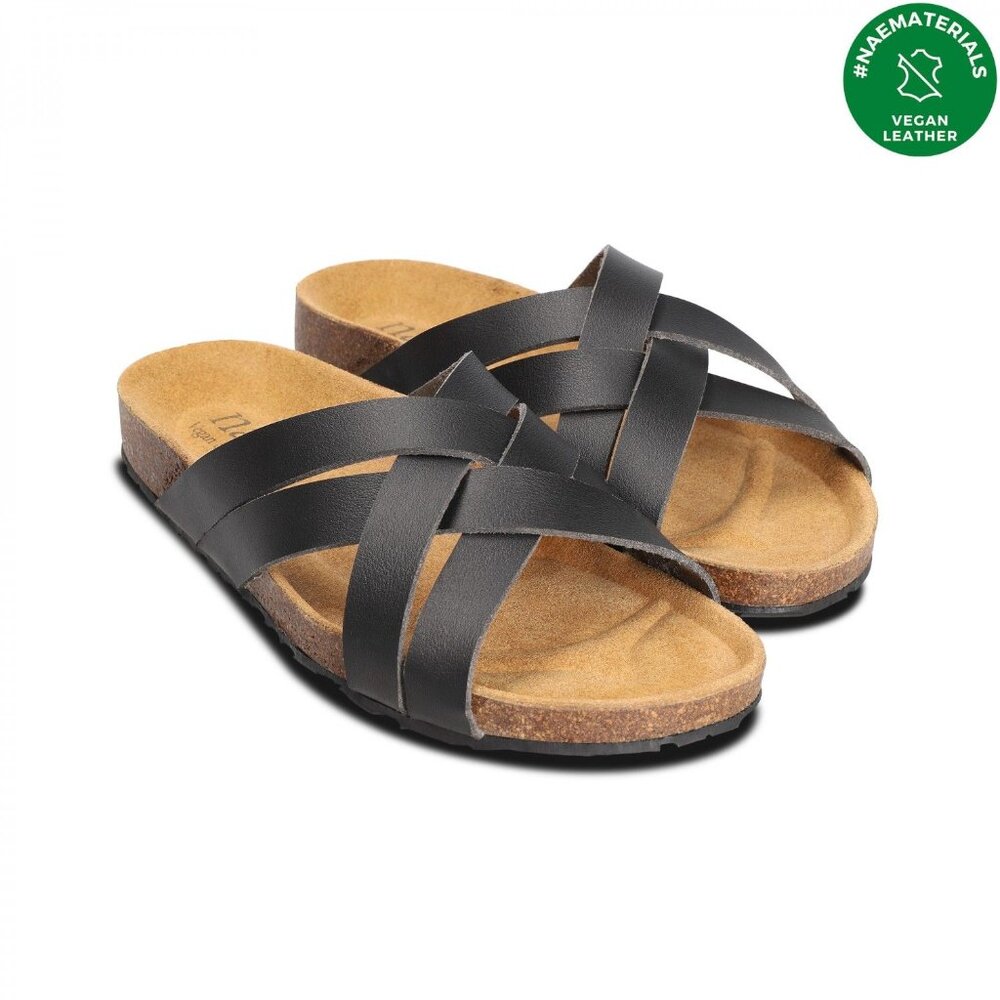 Nae Lilac Black Vegan Ergonomic Cushioned Sandals in Black Size 39